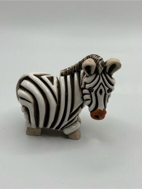 VTG Artesania Rinconada #48  Zebra Clay Figurine Uruguay Signed 2.75” Retired